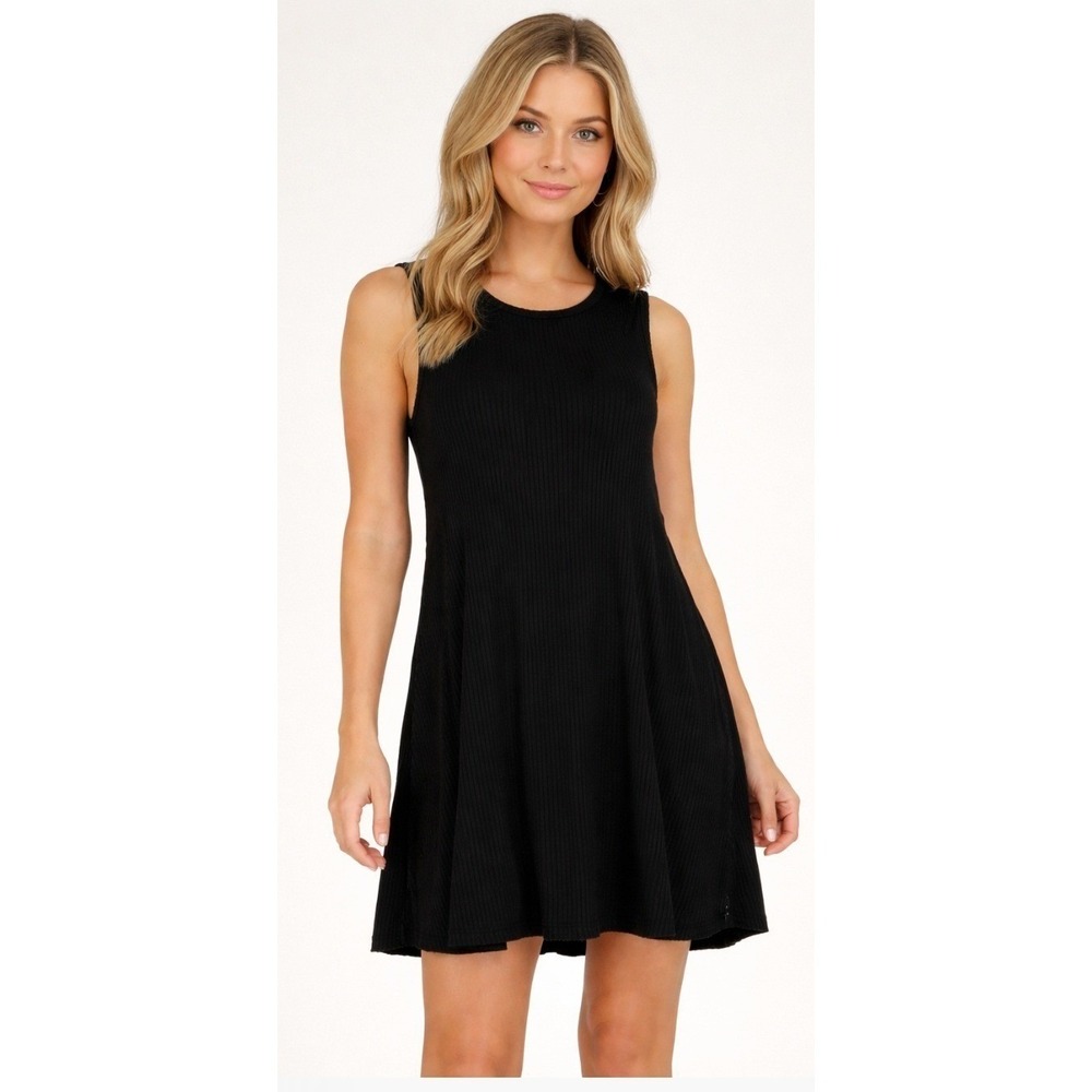 Michael‎ Lauren Ribbed Sleeveless Dress Womens S Black Excellent Fit & Flare